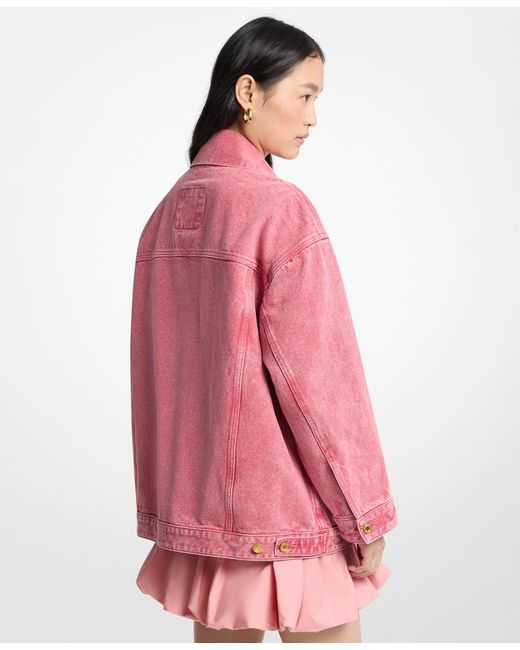 Michael Kors Pink Oversized Collared Denim Jacket