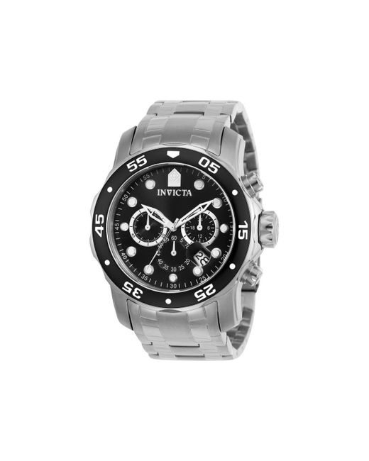 INVICTA WATCH Gray 0069 Pro Diver Quartz Chronograph Black Dial Watch for men