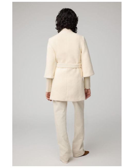 SOIA & KYO White Mariah Semi-fitted Wool Blend Sherpa With Belt