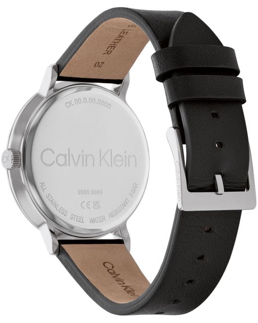 Calvin Klein Black Modern Leather Watch 42mm for men