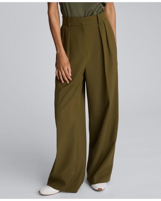 Kenneth Cole Green High-rise Pleat Detail Pants