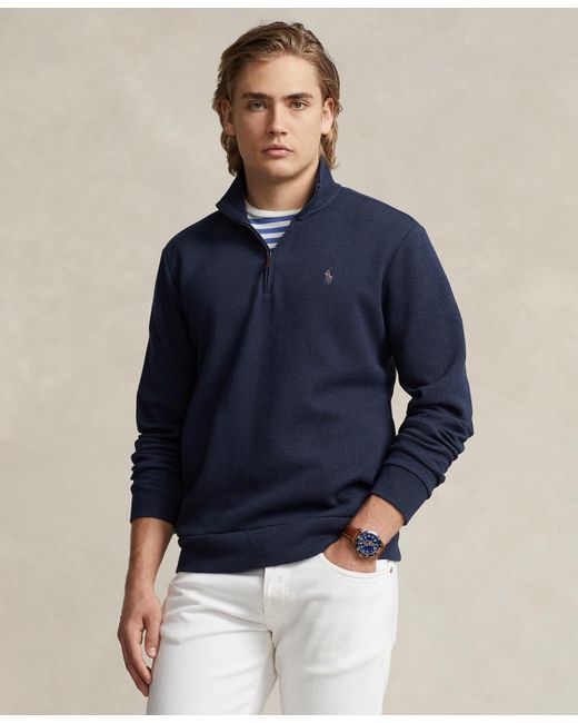 Polo Ralph Lauren Blue Double-knit Mesh Quarter-zip Pullover for men