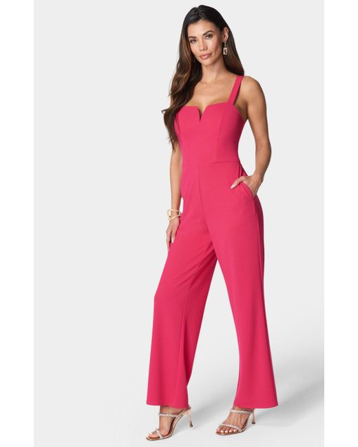 Bebe Red V-wire Core Jumpsuit