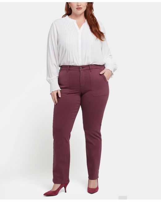 NYDJ Red Plus Size Marilyn Straight Leg Denim Jeans