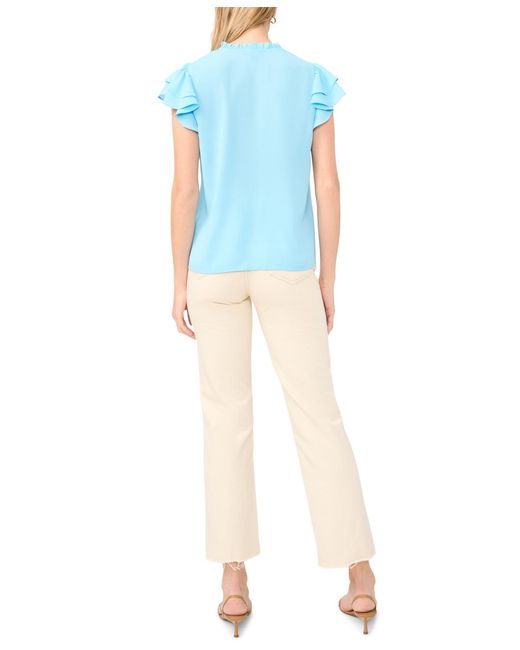 SAM & JESS Blue V-neck Ruffle Top