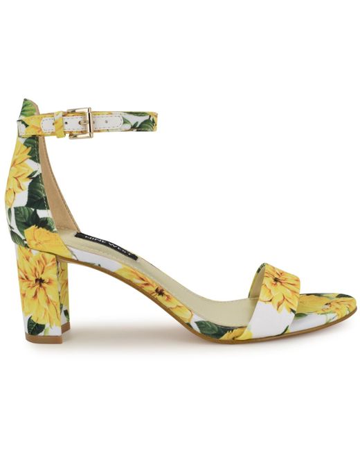 Nine West Metallic Pruce Round Toe Block Heel Dress Sandals