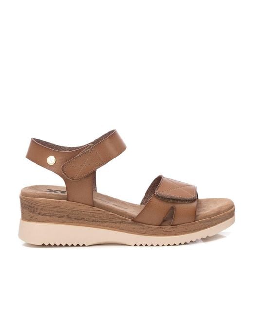 Xti Brown Low Wedge Sandals By