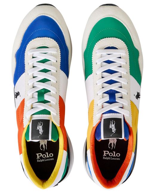Polo Ralph Lauren Blue Train 89 Paneled Colorblocked Lace-up Sneakers for men
