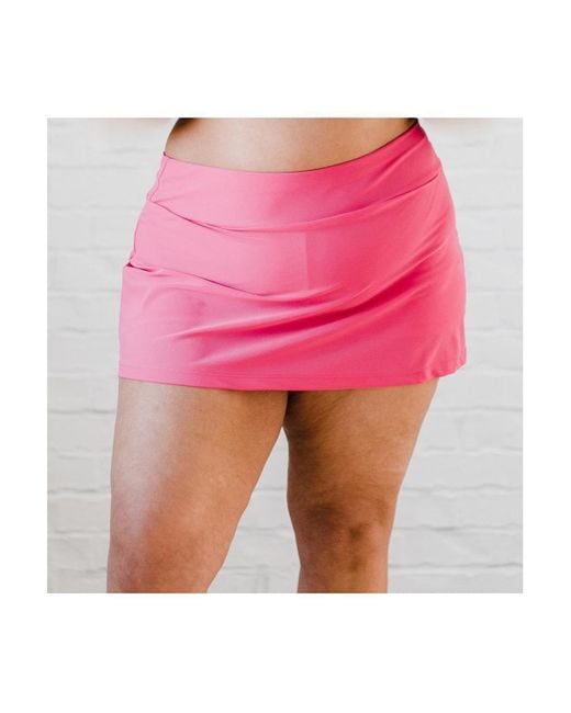 Calypsa Pink Plus Size Short Swim Skort