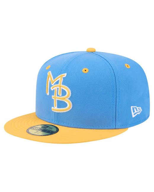 KTZ Blue/yellow Myrtle Beach Pelicans Authentic Collection 59fifty Fitted Hat for men