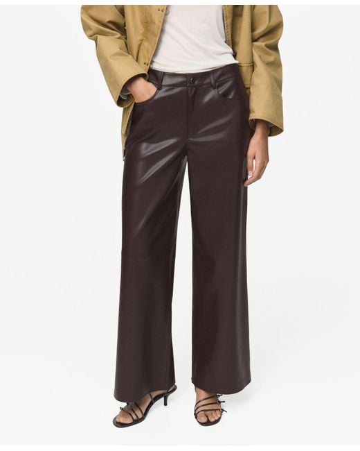 Mango Multicolor Leather-effect Straight Pants