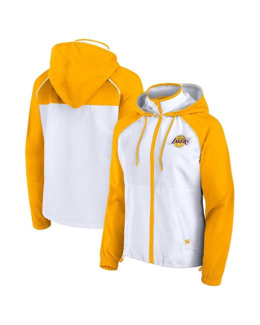Fanatics Blue White/gold Los Angeles Lakers Anorak Raglan Full-zip Hoodie Jacket
