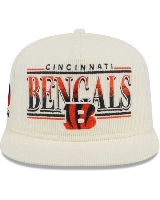 KTZ White Cincinnati Bengals Throwback Corduroy Golfer Snapback Hat for men