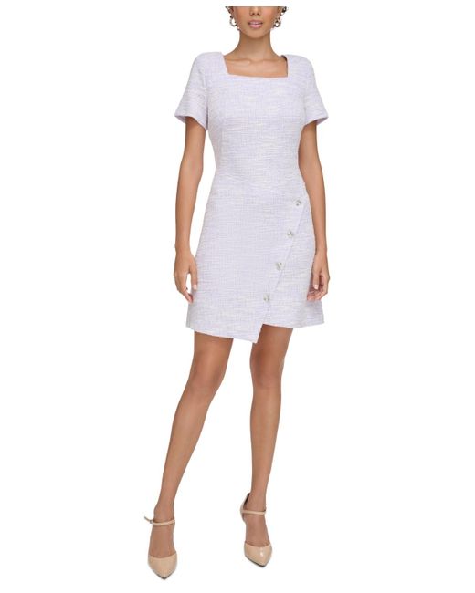 Calvin Klein White Short-sleeve Faux-wrap Dress