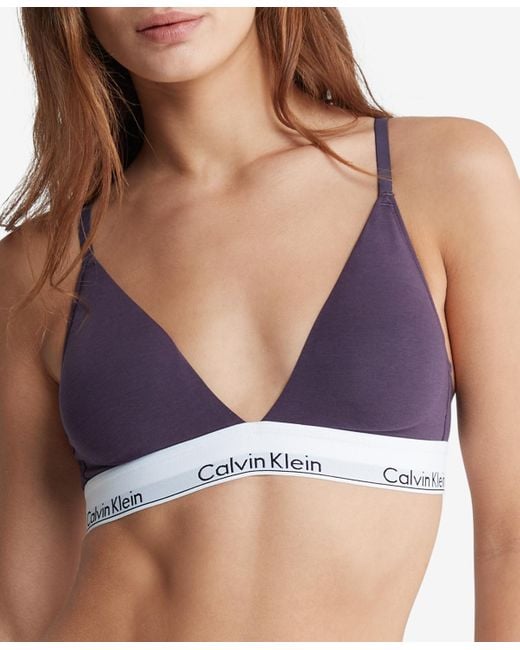 Calvin Klein Modern Cotton Lightly Lined Triangle Bralette Qf5650 in Blue