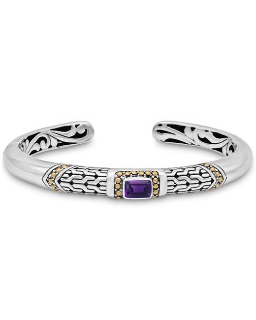 DEVATA Metallic Amethyst & Bali Cuff Bracelet