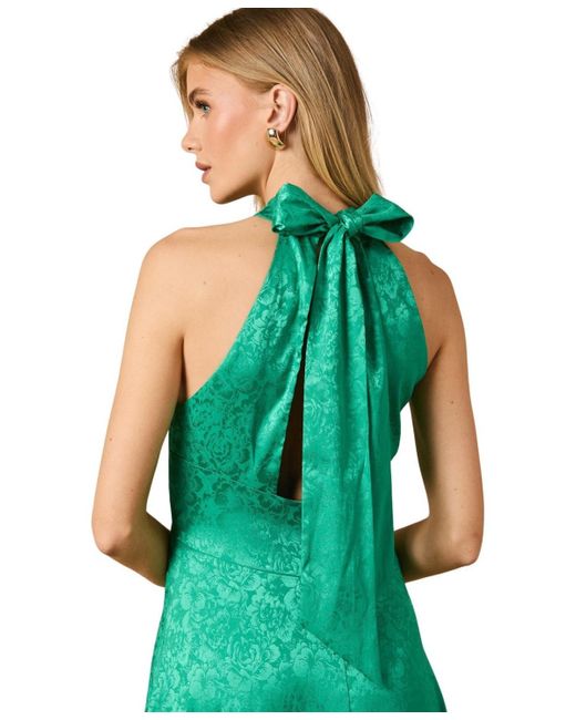Oasis Green Bias Halterneck Midi Dress