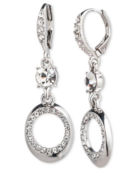 Givenchy White Pave & Crystal Double Drop Earrings
