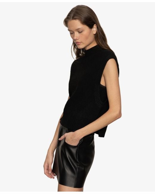 Sanctuary Black City Side Slits Vest Sweater