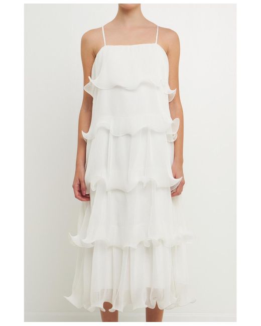 Endless Rose White Pleated Tiered Long Dress
