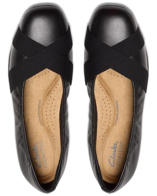 Clarks Black Jazmynn Gem Round Toe Flats