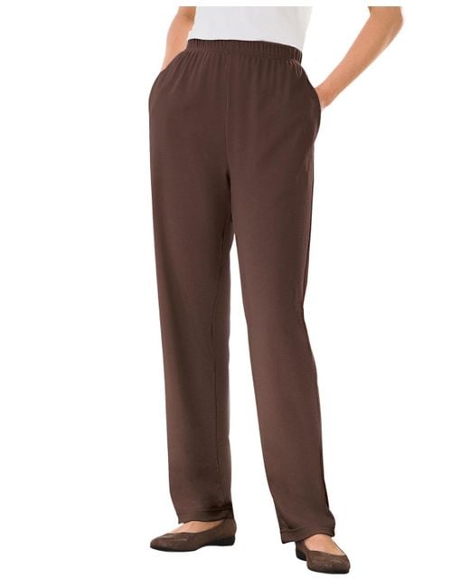 Woman Within Brown Within Tall 7-day Knit Straight Leg Pant