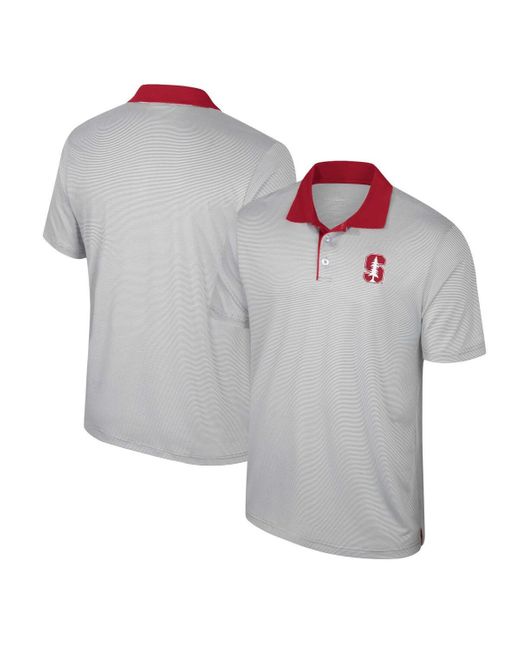 Colosseum Athletics Gray Stanford Cardinal Tuck Striped Polo for men
