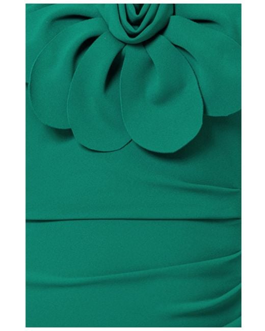 Betsy & Adam Green Floral-detail Ruched Gown