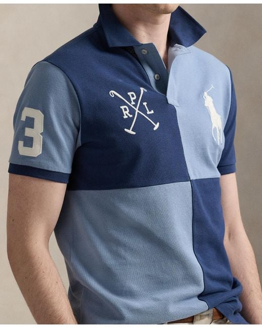 Polo Ralph Lauren Blue Custom Slim Fit Big Pony Mesh Polo Shirt for men