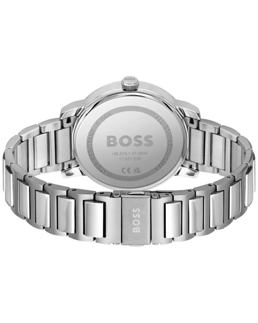Boss Metallic Dean Quartz Basic Calendar Silver-tone Watch 41mm for men