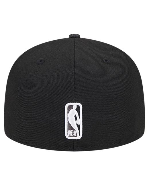 KTZ Black San Antonio Spurs Active Satin Visor 59fifty Fitted Hat for men