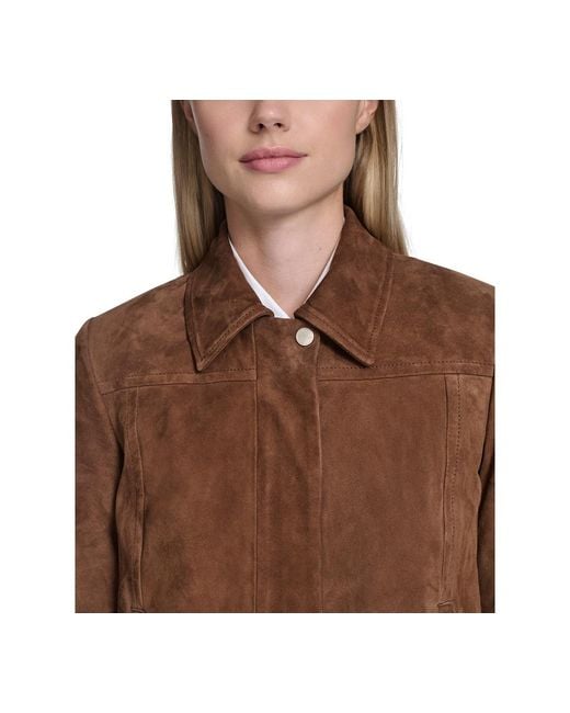 Cole Haan Brown Zip Front Suede Jacket