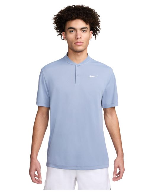 Nike Blue Court Dri-fit Short Sleeve Tennis Blade Polo Shirt for men