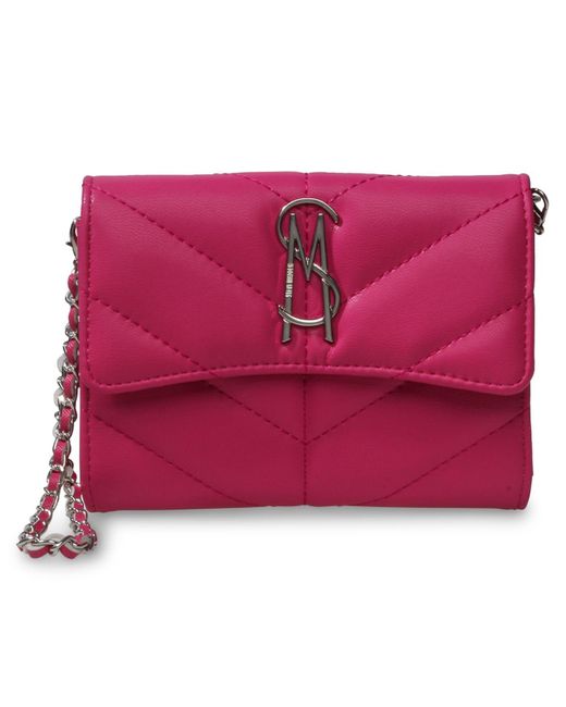Steve Madden Synthetic Basha Quilted Crossbody Wallet in Fuchsia (Red