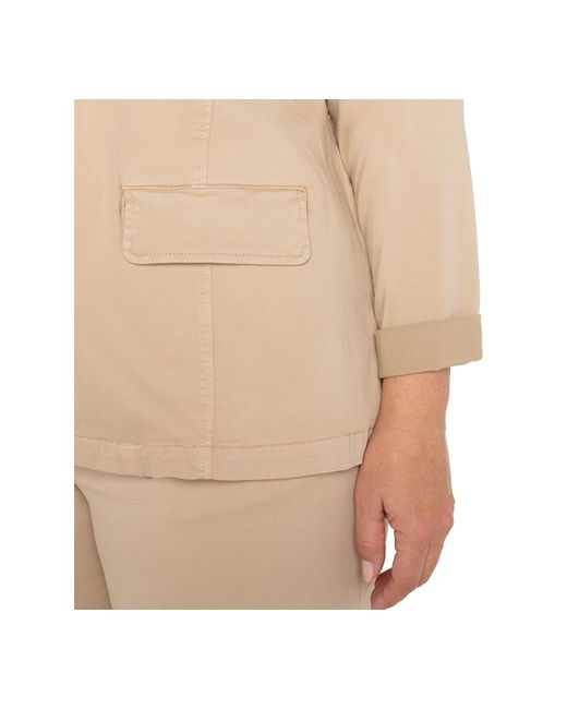 Liverpool Los Angeles Natural Liverpool Plus Size Open-front Twill Blazer