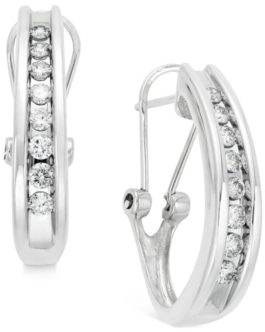 Lyst Macy'S Diamond Channelset Jhoop Earrings (1/2 Ct. T.w.) In 10k