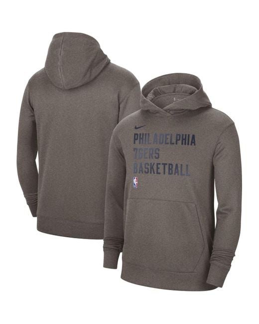 Nike Gray And Philadelphia 76ers 2023/24 Performance Spotlight On-court Practice Pullover Hoodie