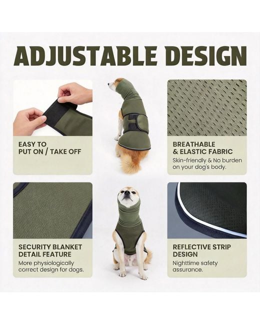 Aronkl Green Dog Anxiety Jacket: Comfortable