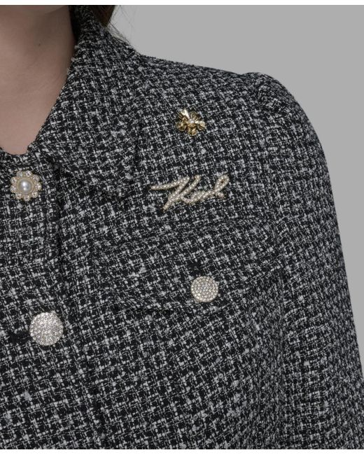 Karl Lagerfeld Gray Tweed Long Sleeve Jacket