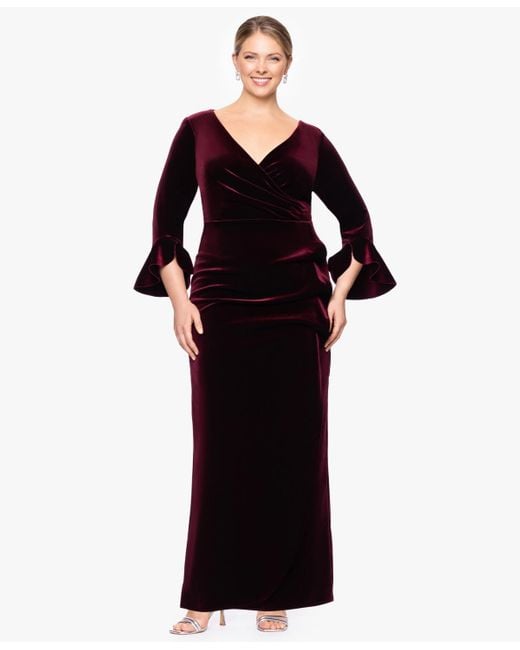 Betsy & Adam Black Plus Size Sheath Long Sleeves Dress