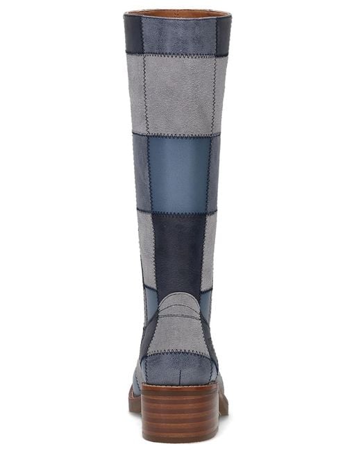 FRYE and CO Blue Miranda Patchwork In Pull-on Tall Boots
