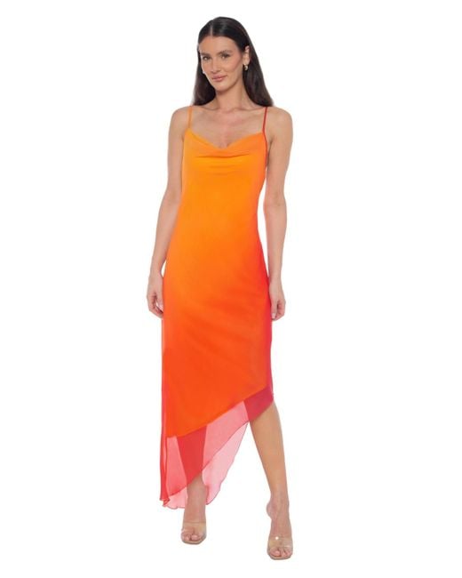 Bebe Orange Ombre Cowl Assy Dress