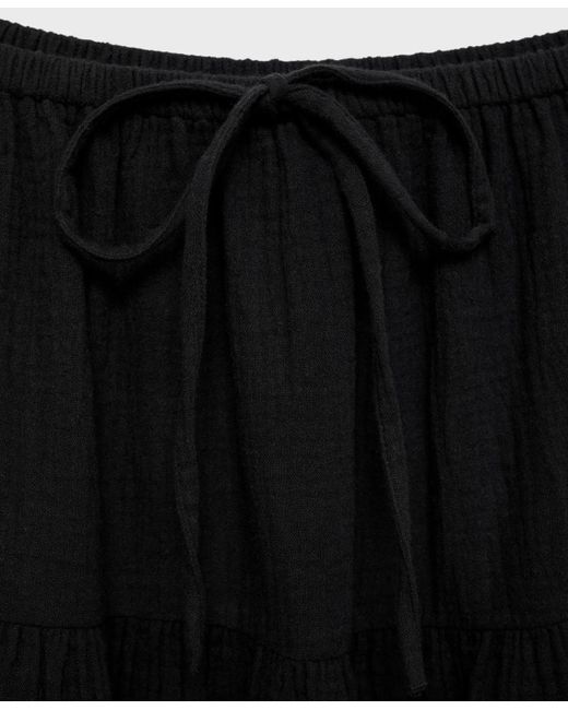 Mango Black Cotton Drawstring Skirt