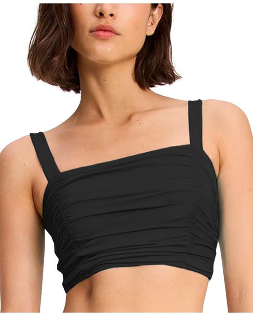 Kate Spade Black Square-neck Shirred Bikini Top