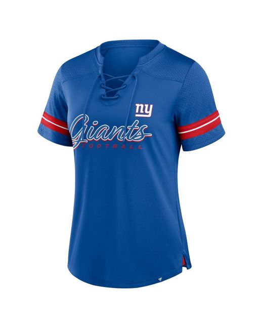 Fanatics Blue New York Giants Play Script Lace-up T-shirt