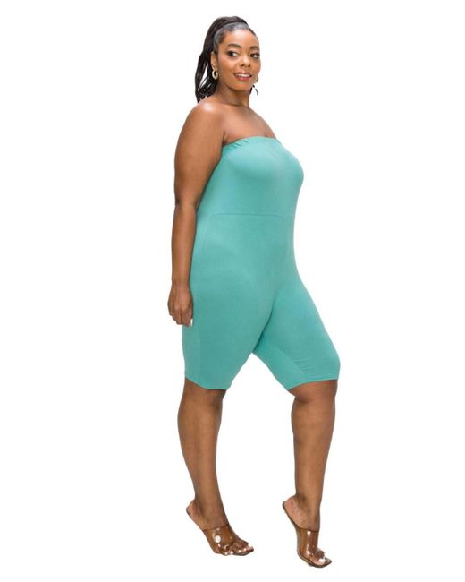 L I V D Blue Plus Size Essential Tube Romper