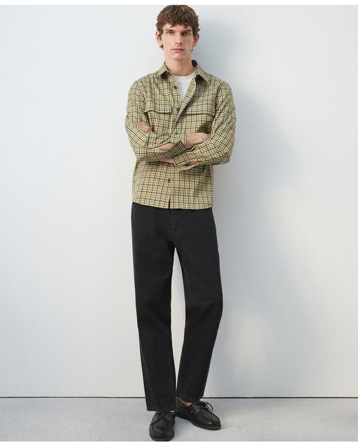 Mango Green Plaid Print Button Jacket for men