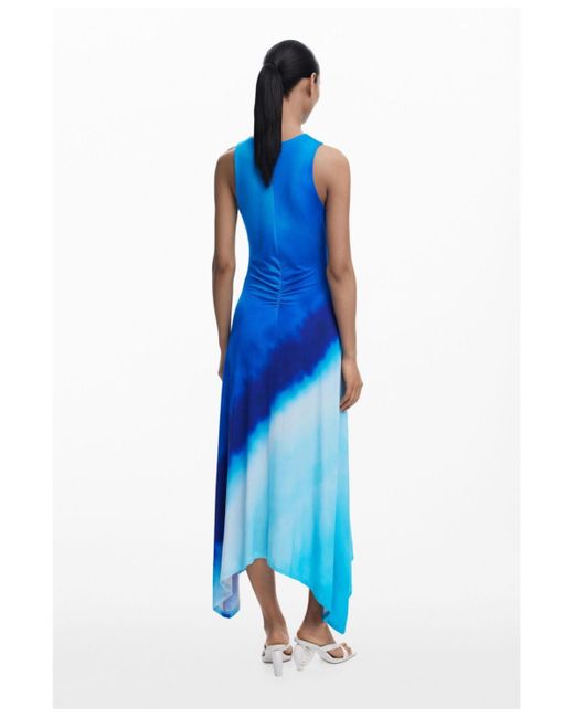 Desigual Blue Tie-dye Ruched Dress