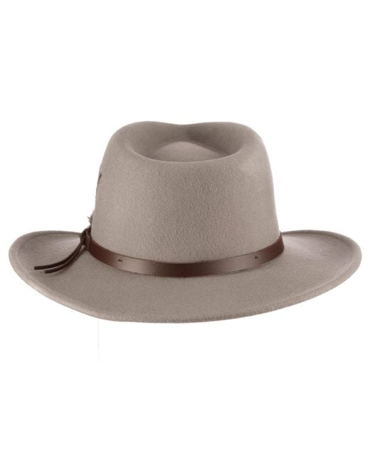 Scala Gray Crushable Felt Outback Hat for men