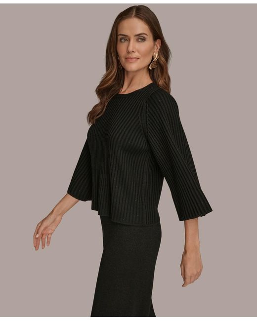 Donna Karan Black Micro Sequin Embellished Sweater